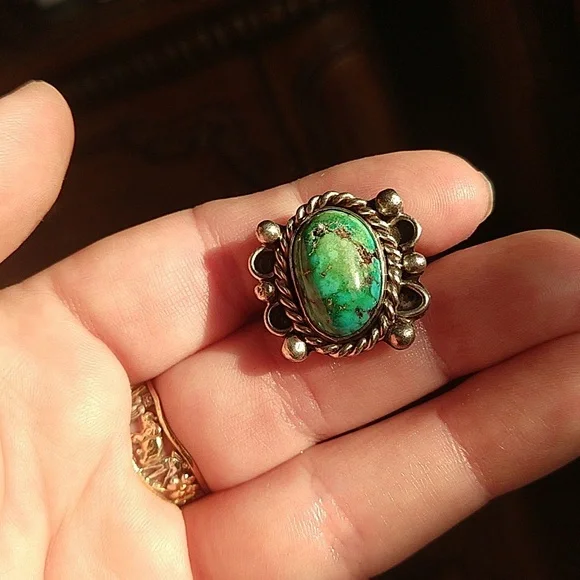 Native American sterling silver 925 turquoise ring vintage - Picture 4 of 13
